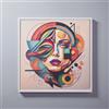 LIBEROSHOPPING Quadro su tela con cornice moderno 98x98 cm ritratto geometrico donna