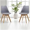 LIBEROSHOPPING Sedia da pranzo seduta polipropilene Grigio gambe legno - KAIRA 2 pezzi