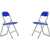 LIBEROSHOPPING Sedia in metallo pieghevole seduta ecopelle BLU SET 2 PEZZI