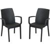 LIBEROSHOPPING Sedia poltrona indiana in simil rattan per esterno e interno set 2 pezzi ANTRACITE