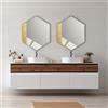 LIBEROSHOPPING Specchio 70x80 cm decori foglia oro e marmo laminato bianco - CHARLIE