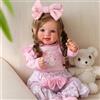 BABESIDE Bambole Reborn Femmina 20 Pollici, Bambola Realistica con Corpo in Tessuto Morbido, Capelli Lunghi Castani, Vestiti e Accessori, Regalo per Bambini dai 3 Anni in Su