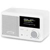 MEDION S66822 Mini radio DAB+ portatile con Bluetooth (batteria ricaricabile, display a colori oscurabile, antenna telescopica, sleep timer, sveglia, snooze, AUX, USB-C) bianco