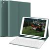 KTGGHG Custodia con tastiera Bluetooth per iPad 9/8/7a Gen 10,2, verde | Tastiera wireless Bluetooth magnetica rimovibile, retro in TPU resistente agli urti, morbida pelle PU, layout QWERTZ