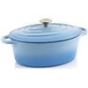 BBQ-Toro Cocotte in ghisa BBQ-Toro, 4,3 litri, blu, ovale, teglia in ghisa smaltata con coperchio