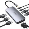 Mokin Stazione dock per laptop MOKiN, 2 monitor, adattatore USB-C 8-in-1, hub con doppia uscita HDMI