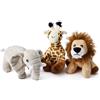 Zappi Co: Peluche morbido e coccoloso - Perfetto come regalo per compleanni e occasioni speciali per bambini (12-15 cm) (Elefante + Giraffa + Leone)