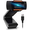 Peak Trading Webcam Full HD Peak Trading, risoluzione 1080P, con microfono, per PC, interfaccia USB 2.0