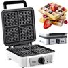 Gadgy Piastra Waffle 1200W - Macchina per Waffles con Rivestimento Antiaderente - Per 4 Cialde di Bruxelles 8x8cm - Waffle Maker Bianca - Facile da Usare e Pulire