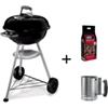 Weber Barbecue a carbone weber compact kettle + ciminiera + bricchetti con griglia 47 cm