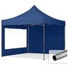 TOOLPORT 3x3m Gazebo Pieghevole con Laterali (finestre panoramiche), Premium Acciaio, Blu Scuro