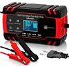 Uraqt Caricabatterie auto moto 8A, mantenitore intelligente, LCD, protezioni