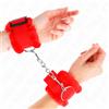 KINK, KINK WRIST RESTRAINT Polsini Bondage Foderati In Pelliccia Regolabili Rosso 17-31 Cm - Kink