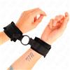 KINK, KINK WRIST RESTRAINT Polsini Bondage In Pelliccia Sintetica Regolabili Con O-Ring Nero 25 Cm - Kink