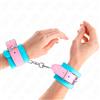 KINK, KINK WRIST RESTRAINT Polsini Bondage Regolabili Blu Rosa Pelle Sintetica 16-28 Cm - Kink
