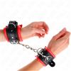 KINK, KINK WRIST RESTRAINT Polsini Bondage Regolabili Fodera Pelliccia Rosso Nero 20-30 Cm - Kink