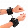 KINK, KINK WRIST RESTRAINT Polsini Bondage Regolabili Con Fibbia Strass Nero Pelle 25-32 Cm - Kink