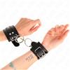 KINK, KINK WRIST RESTRAINT Polsini Bondage In Pelle Con O-Ring E Lucchetto Regolabili Neri 20-28 Cm - Kink