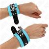 KINK, KINK WRIST RESTRAINT Polsini Bondage Regolabili Con Serratura Nero Blu In Pelle Sintetica 21-28 Cm - Kink