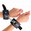 KINK, KINK WRIST RESTRAINT Polsini Bondage Regolabili In Pelle Nera Con Rivetti 17-28 Cm - Kink