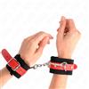 KINK, KINK WRIST RESTRAINT Polsini Bondage Regolabili Nylon E Similpelle Nero Rosso 19-24 Cm - Kink