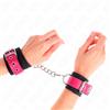 KINK, KINK WRIST RESTRAINT Polsini Bondage Regolabili Nylon E Similpelle Rosa Lampone 19-29 Cm - Kink