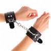 KINK, KINK WRIST RESTRAINT Polsini Bondage Regolabili Pelle Neri Fodera Rossa 20-28 Cm - Kink