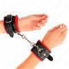 KINK, KINK WRIST RESTRAINT Polsini Bondage Foderati In Pelliccia Regolabili Nero Rosso 17-29 Cm - Kink