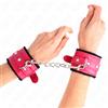 KINK, KINK WRIST RESTRAINT Polsini Bondage Foderati In Pelliccia Rosa Lampone Regolabili 17-29 Cm - Kink