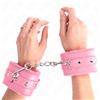 KINK, KINK WRIST RESTRAINT Polsini Bondage Premium Rivestiti In Pelliccia Rosa Regolabili 17-29 Cm - Kink
