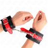 KINK, KINK WRIST RESTRAINT Polsini Bondage Regolabili Pelle Nero Rosso 17-28 Cm - Kink