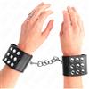 KINK, KINK WRIST RESTRAINT Polsini Bondage In Pelle Neri Con Borchie Regolabili 19-24 Cm - Kink