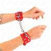 KINK, KINK WRIST RESTRAINT Polsini Bondage Regolabili Doppia Borchia Rosso Pelle - Kink
