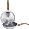 Tognana Pepper Bamboo, set 2 padelle 24/28 cm, alluminio stampato, alluminio forgiato, alluminio in fusione, bianco