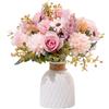 Epicpetal Fiori finti in vaso, fiori rosa artificiali in vaso per la decorazione, fiori finti per la decorazione della casa, tavolo da pranzo al chiuso, centrotavola (rosa)