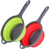 Generic Scolapasta pieghevole in silicone, cestello per lavaggio verdure con manico, colino pieghevole, cesto scolapasta per frutta per cucina (2 pezzi)