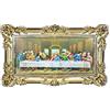 LIGUORO SHOP Quadro dell' Ultima Cena di Leonardo Da Vinci Riproduzione Stampata su Banner Telato con Cornice Barocca cm 96X56 (Oro/Nero)
