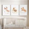 BeiYiHo 3 Stampe Cameretta Bambina Nuvole Coniglio Volpe Cervo Poster Animali Bambini 30x40 Quadri Camera Bimba Quadretti Cameretta Neonato Tela Decorazioni Parete Ragazza Regalo Senza Cornice