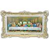 LIGUORO SHOP Quadro dell' Ultima Cena di Leonardo Da Vinci Riproduzione Stampata su Banner Telato con Cornice Barocca cm 96X56 (Oro/Bianco)