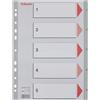 Esselte 100103 intercalare Indice a linguetta numerico Polipropilene [PP] Grigio (Esselte register PP A4 1-5 grå)