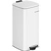 SONGMICS Pattumiera da Cucina, Cestino a Pedale in Acciaio 30 L | Con Secchio Interno, Chiusura Morbida e Resta Aperto, Bianco Nuvola LTB593W02