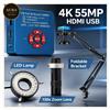 Microscopio Digitale Industriale 55MP HDMI USB C-Mount Supporto LED