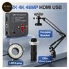 Microscopio Digitale Industriale 48MP HDMI USB C-Mount Supporto LED