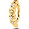 NovaNavel Piercing ombelico cerchietto con cuori bianchi in oro