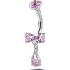 NovaNavel Piercing ombelico mini fiocco rosa e bianco in argento