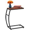 Relaxdays Tavolino Laterale a Forma di C, 58,5 x 47,5 x 25 cm, Tavolo da Divano e Letto, Serviletto Industrial, Marrone