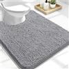 OLANLY Tappeto da bagno a forma di U, 61 x 50 cm, extra morbido, assorbente, in ciniglia, tappetino da bagno per WC, si asciuga rapidamente, lavabile in lavatrice, antiscivolo, grigio