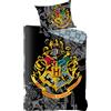 HOME-TEX Harry Potter biancheria da letto per bambini adulti Stemma di Hogwarts nero 140 x 200 Piumino 60 x 63 cm Cuscino 100% cotone