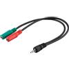 Goobay 250x Adattatore per cuffie PC Goobay 50467, da 1x 3,5 mm AUX a 4 pin a 2x 3,5 mm AUX a 3 pin, 0,3 m, nero - spina jack 3,5 mm (4 pin, stereo) > 2x presa jack 3,5 mm (3 pin, stereo)