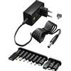 Goobay 20x Goobay 64571 Adattatore di alimentazione universale (3 V - 12 V, max. 7,2 W / 0,6 A), nero, 1,8 m - incl. 11 adattatori: 7 adattatori CC più USB-C™, USB-A, USB Mini-B, Micro-USB e connessione con terminale a vite